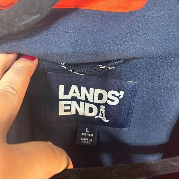 Lands End mens orange and navy jacket. Size large. Brand new! Reflective strip. - Picture 4 of 11